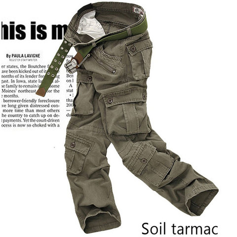 Hommes cargo pantalon noir 2022 été mode hommes armée beaucoup poche Camouflage pantalon mâle urbain tactique droite Camouflage pantalon hommes ► Photo 1/5