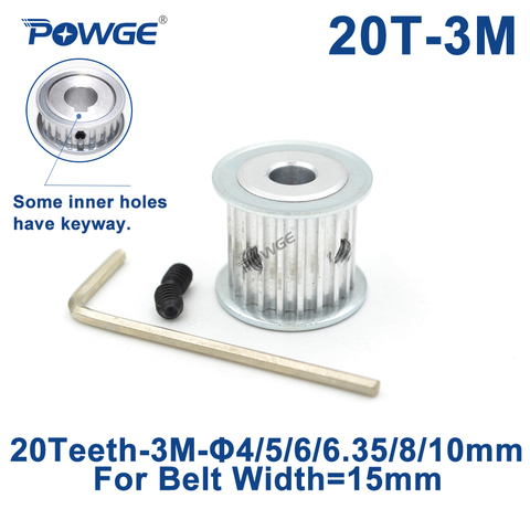 POWGE Arc – poulie de synchronisation HTD 3M, alésage de 20 dents 4/5/6/6.35/8/10mm pour largeur 15mm, courroies synchrones HTD3M, poulie 20 T 20 dents ► Photo 1/6