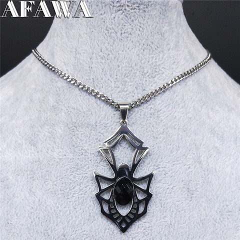 AFAWA – collier de déclaration en acier inoxydable pour femmes, couleur argent, Punk, chaîne, bijoux, cadenas, N4140S02 ► Photo 1/6