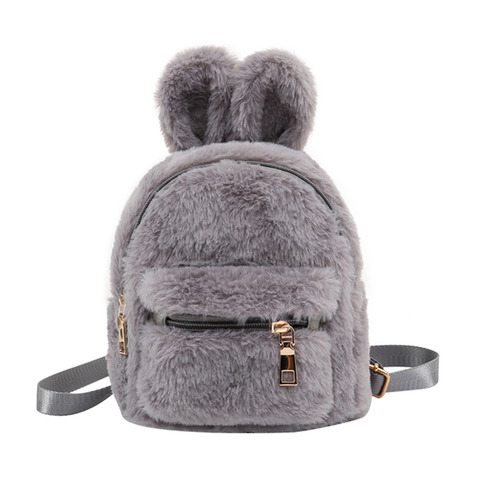 Sac d'école pour enfants, à bandoulière en fausse fourrure avec oreilles de lapin, Mini sacs d'école pour filles, école maternelle ► Photo 1/6