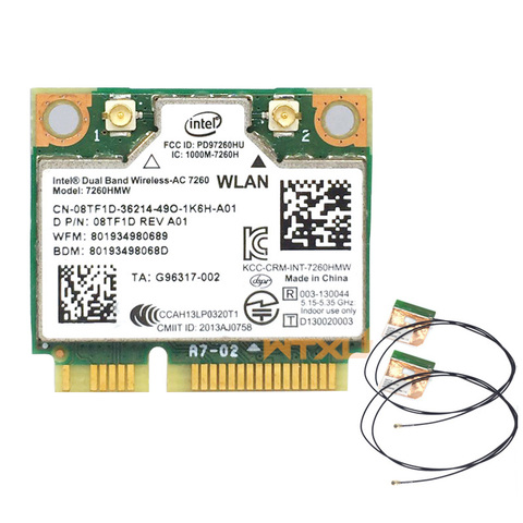 Adaptateur mini PCI-E 802.11ac pour Intel 7260 7260HMW wifi + BT Bluetooth 4.0, 867Mbps 7260AC 7265HMW 8265HMW WiFi Wlan card ► Photo 1/5