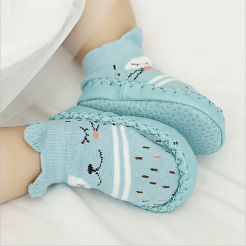 Chaussettes pour bébé avec semelles en caoutchouc, chaussettes pour nouveau-né, automne hiver, enfants, chaussures antidérapantes à semelle souple, 2022 ► Photo 1/6