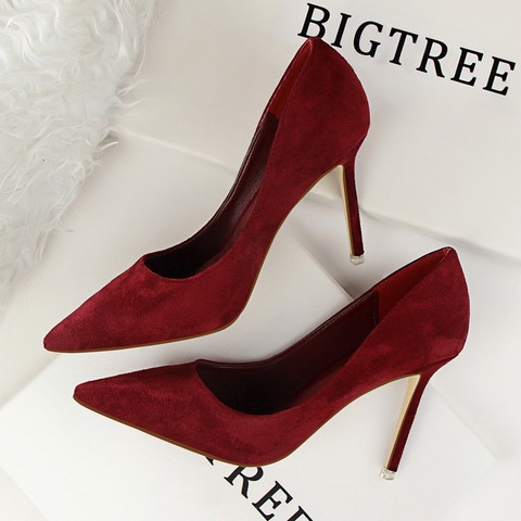 BIGTREE femmes pompes mode 9cm talons hauts pour femmes Chaussures décontracté bout pointu femmes talons Chaussures Femme Stiletto dames ► Photo 1/6