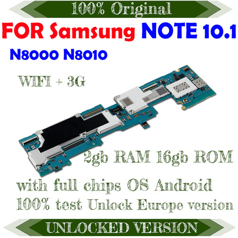 100% Original déverrouillage mainbaord pour Samsung Galaxy Note 10.1 N8000 / N8010 avec puces complètes carte mère Android OS logique baords ► Photo 1/1