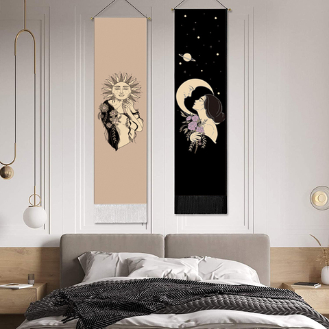 Tapisserie murale suspendue avec Phases de lune et de soleil, décoration d'intérieur, éclipse lunaire, changement de Phase de lune, accessoires de décoration pour chambre à coucher ► Photo 1/5