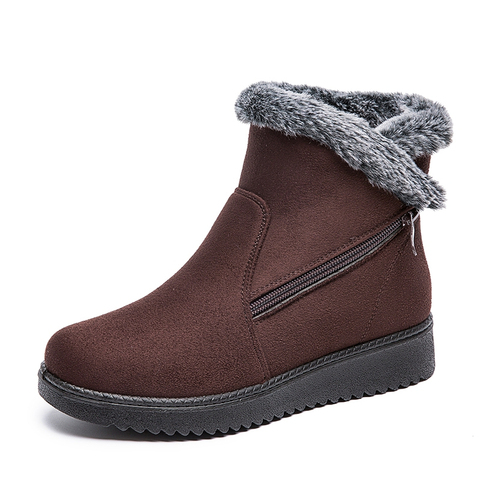 Bottes d'hiver en velours pour femmes, chaussures légères, en coton, bottines Zip-Up, chaussures chaudes imperméables pour l'extérieur, par temps froid ► Photo 1/6