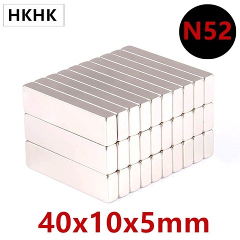 10/20PC N52 40x10x5 MM feuille Super forte terres rares aimant épaisseur 5mm bloc rectangulaire néodyme aimants 40mm x 10mm x 5mm ► Photo 1/6