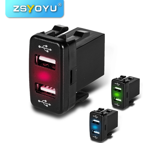 Chargeur de voiture 12-24V à double Port USB, chargeur de voiture lumière Led 5V, 4,2 a rapide, pour Toyota Corolla / Prado / Reiz ► Photo 1/6