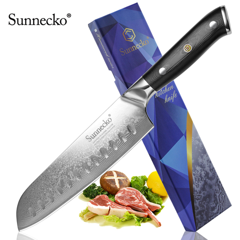 SUNNECKO couteau de cuisine japonais à lame en acier, couteau de cuisine Premium Santoku de 7 