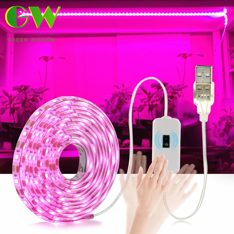 Bande lumineuse de croissance LED USB, 0.5m/1m/2m/3m, SMD 2835, 5v dc, éclairage à spectre complet pour culture de plantes, fleurs et serres ► Photo 1/6