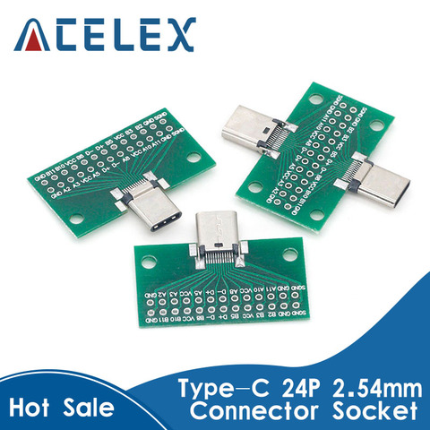 Type-c mâle à femelle USB 3.1 Test carte PCB adaptateur Type C 24P 2.54mm connecteur prise pour ligne de données câble transfert ► Photo 1/6