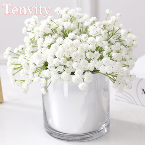 Bouquet de Gypsophila artificielles blanches 20cm, fausses fleurs, pour mariage, Arrangement décoratif, en plastique, respirer, pour la maison ► Photo 1/6