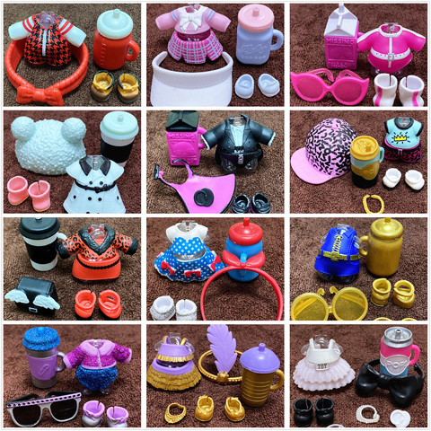 L.O.L. Ensemble de vêtements, chaussures, bouteilles, accessoires, robe, licorne, tenue pour LOL, 8 cm, poupées, jouets pour enfants ► Photo 1/6