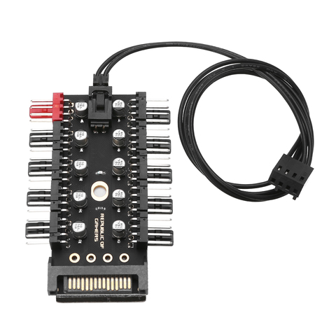 Adaptateur d'alimentation pour ventilateurs de refroidissement, PC 1 à 10 4 broches, contrôleur de vitesse, pour ordinateur minière, 12V, PWM LED Sata ► Photo 1/6