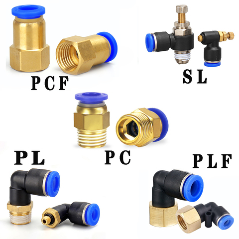 Connecteur pneumatique rapide pour tuyaux filetés, 1 pièce, PCF PL PLF SL, 4mm-12mm, 1/4 