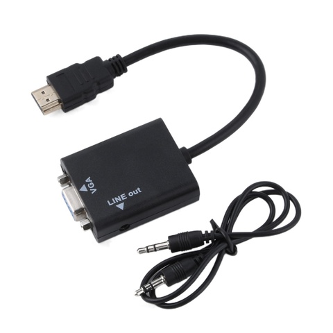 Câble convertisseur vidéo HDMI mâle vers VGA femelle avec sortie Audio, convertisseur de Signal numérique vers VGA analogique ► Photo 1/6