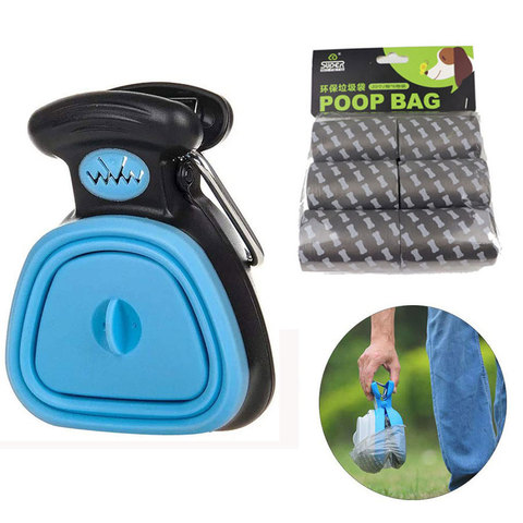 Distributeur de sac de merde pour chien voyage pliable Pooper Scooper pelle à merde propre ramasser les déchets d'animaux cueilleur de déchets nettoyage produits pour animaux de compagnie ► Photo 1/6