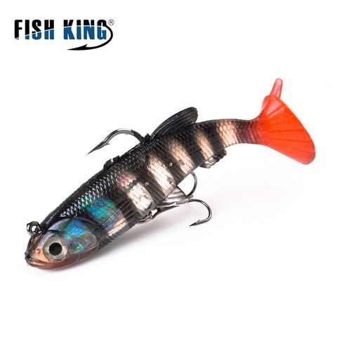 FISH KING – appât artificiel souple en Silicone pour la pêche, leurre pour attraper des poissons, avec tête plombée, queue en T, wobbler, 7.5/15/24g ► Photo 1/6