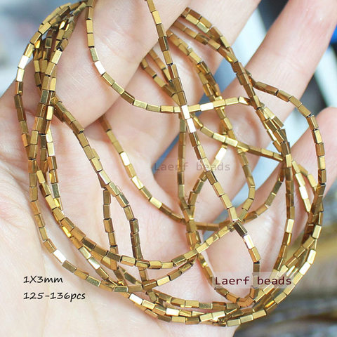 Perles rectangulaires en hématite naturelle, 1x3mm, 125 pièces par brin, pour la fabrication de bijoux Vente en gros mixte pour tous les articles! ► Photo 1/6