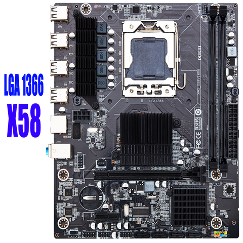 Carte mère X58 LGA 1366 pour AMD, composant pc, compatible avec processeurs REG ECC DDR3 et xeon série RX, usb 3.0, haute puissance, socket LGA 1366 ► Photo 1/6