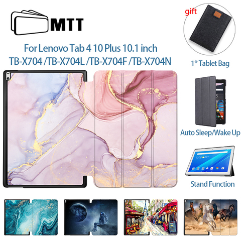 MTT Tablette Pour Lenovo Tab 4 10 Plus TB-X704L TB-X704F TB-X704N 10.1 pouces Funda PU Étui À Rabat En Cuir Housse Coque De Protection ► Photo 1/6