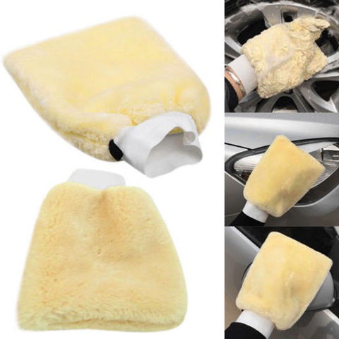 Gant de lavage de voiture, Imitation laine 24x16cm, peluche, brosse de nettoyage de détail automobile, nouveauté ► Photo 1/6