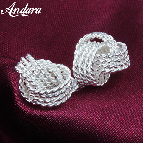 Boucles d'oreilles à clous en argent Sterling 925 pour femmes, en maille, cadeau de mariage, bijoux à la mode ► Photo 1/6