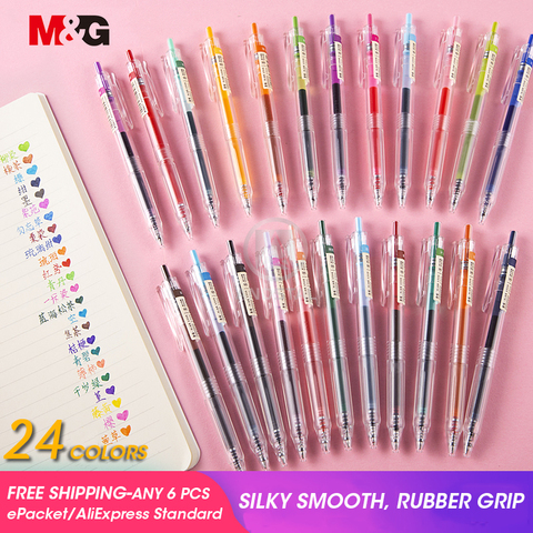 M & G-stylo d'encre Gel couleur rétractable, 0.5mm, 24 couleurs, 1 pièce/lot, pour gelpen, fournitures scolaires et de bureau, nouveau ► Photo 1/5