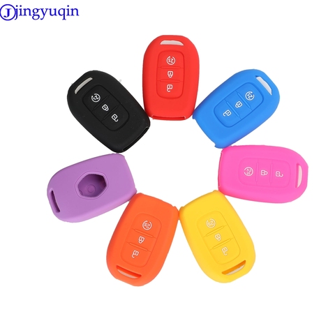 Jingyuqin-housse de télécommande en Silicone 3 boutons, boîtier porte-clé, pour Renault Duster Sandero, Logan, Clio, Captur, Laguna, Scen (2015, 2016, 2017) ► Photo 1/6