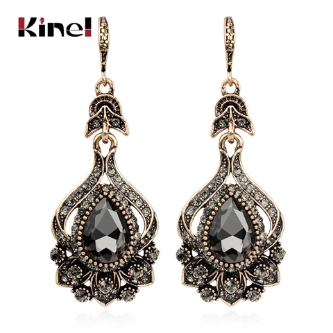 Kinel-boucles d'oreilles de mariée gris cristal pour femmes, bijoux Vintage, couleur or Antique, boucles d'oreilles de luxe, de fête sur la plage, nouvelle collection 2022 ► Photo 1/6