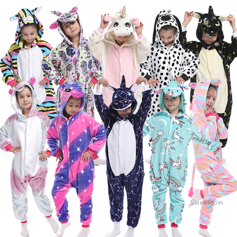 Kigurumi enfants pyjamas pour garçons filles licorne pyjamas flanelle enfants Panda Pijamas costume Animal vêtements de nuit hiver chat Onesies ► Photo 1/6