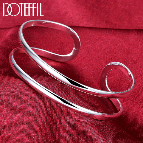 DOTEFFIL-Bracelet en argent Sterling 925, Double cercle, bijoux de fête, fiançailles, mariage, à la mode ► Photo 1/6