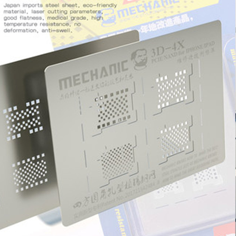 Mécanique 3D rainure Reballing pochoir 3D-4X disque dur NAND PCIE pochoir pour téléphone XR XS max XS X 8P 8 7P 7 6sP 6P iPad 2/3/4 ► Photo 1/1