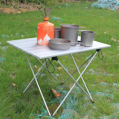 Table pliante Portable, bureau de Camping, voyage en plein air, pique-nique, en alliage Al Ultra-léger, bleu, gris, rose, noir, nouveau ► Photo 1/6