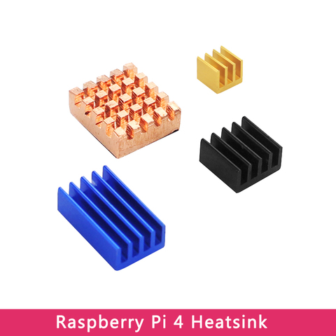 Framboise Pi 4 modèle B dissipateur thermique aluminium et cuivre dissipateurs d'or noir bleu métal CPU RAM tampon de refroidissement pour framboise Pi 4 ► Photo 1/6