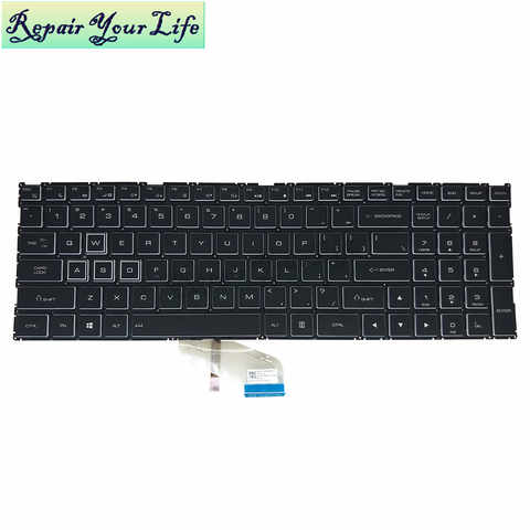 Clavier d'ordinateur portable pour thunderbot 911 AIR 911M 911-M5A, 9 US anglais, noir avec rétro-éclairage, touches blanches brillantes, original ► Photo 1/5