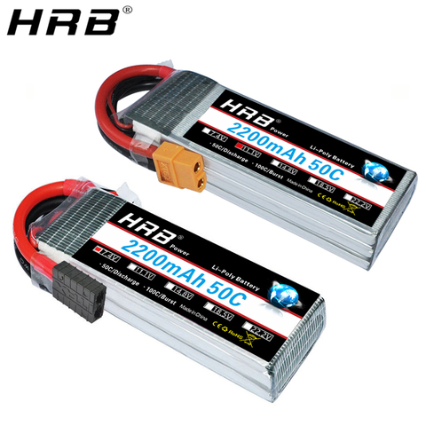 HRB 2200mah Lipo batterie 2S 7.4V 3S 11.1V 4S 14.8V 5S 18.5V 6S 22.2V Deans XT60 50C EC3 XT90 pour TRX voiture Drone avion RC pièces ► Photo 1/6