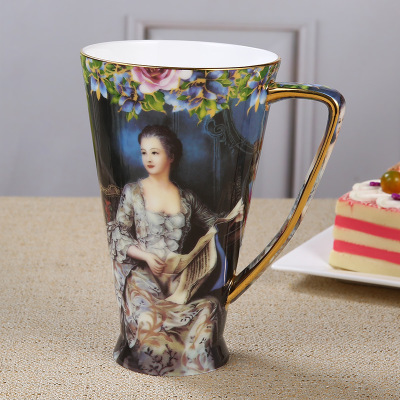 Tasses à eau Vintage en porcelaine, 30oz, Style occidental, grande capacité, tasse à café, pour dames ► Photo 1/6