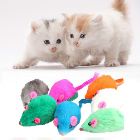 Souris en fausse fourrure pour chat, jouet interactif, avec son, cliquetis, 1 à 3 pièces ► Photo 1/6