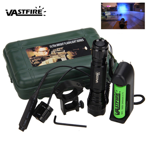 Lampe torche tactique Led de chasse avec batterie 18650 Rechargeable et chargeur en option, support avec portée pour pistolet torche, pression à distance ► Photo 1/6