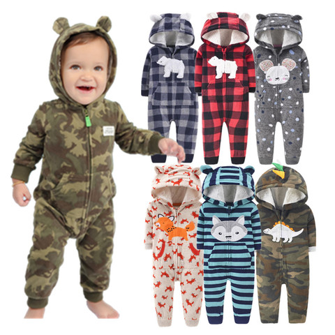 Orangemom printemps polaire bébé barboteuses manteaux pour vêtements pour bébés à capuche avec oreille belles combinaisons de camouflage pour bébé garçons vêtements maison ► Photo 1/6