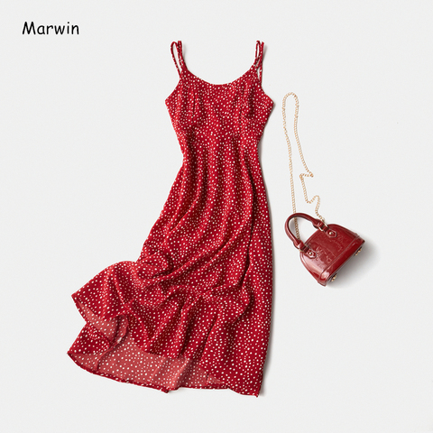 Marwin – robe de plage à pois, nouvelle collection printemps été, bretelles Spaghetti croisées, dos ouvert, longueur cheville, pour femmes ► Photo 1/6