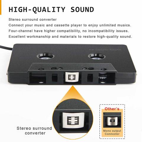 Convertisseur 3.5mm entrée Type C Bluetooth ABS universel Aux Cassette adaptateur Audio de voiture quatre canaux Anti emmêlé Mini stéréo ► Photo 1/6