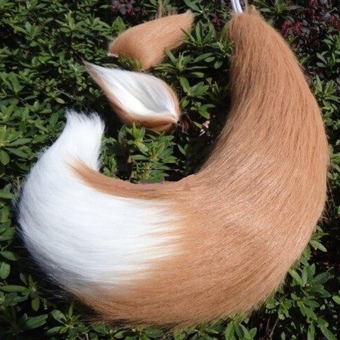 Ensemble oreilles de renard et queue, accessoires de Cosplay Anime, épice et loup, peluche holoo longue fourrure, Neko, accessoires de Costume d'halloween ► Photo 1/6