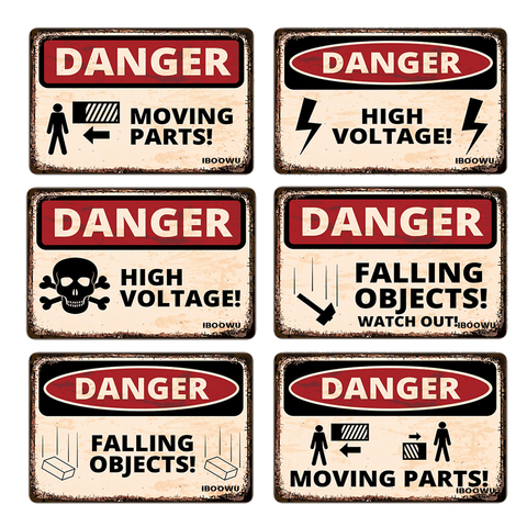IBOOWU – affiche Vintage de Danger, poussière et Danger, panneaux rétro en métal, en étain, décor mural, Plaques d'avertissement haute tension ► Photo 1/6