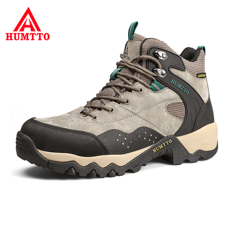 2022 nouvelles chaussures de randonnée haut de gamme hommes respirant antidérapant léger Sport Trekking chaussures en cuir véritable hommes chaussures d'escalade en plein air ► Photo 1/6