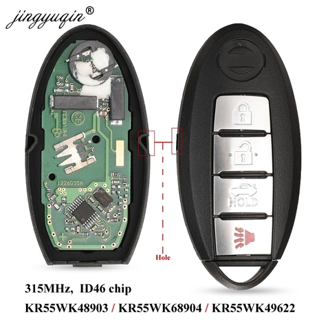 Jingyuqin-clé télécommande intelligente, 315Mhz, ID46, pour voiture NISSAN, Altima, Teana, Maxima, Infiniti G25, G35, G37, Q60, FX35, FX37, QX70, FX50, FX50 ► Photo 1/4