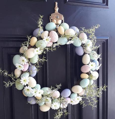 20 pièces heureux oeufs de pâques couronne de rotin pâques bricolage suspendus guirlande décor enfants cadeau guirlande rotin faveur pâques décoration fournitures ► Photo 1/6
