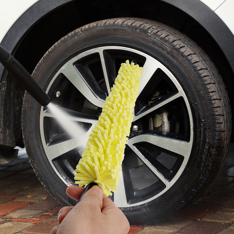 Brosse de nettoyage de roues de voiture, outil de nettoyage de jantes de pneus, lavage de véhicule, nettoyeur de poussière, éponge de lavage automobile, 1 pièce ► Photo 1/6