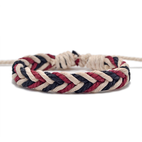 Bracelet en corde tressée à la main pour homme, couleur mixte, longueur réglable, cadeau ► Photo 1/6